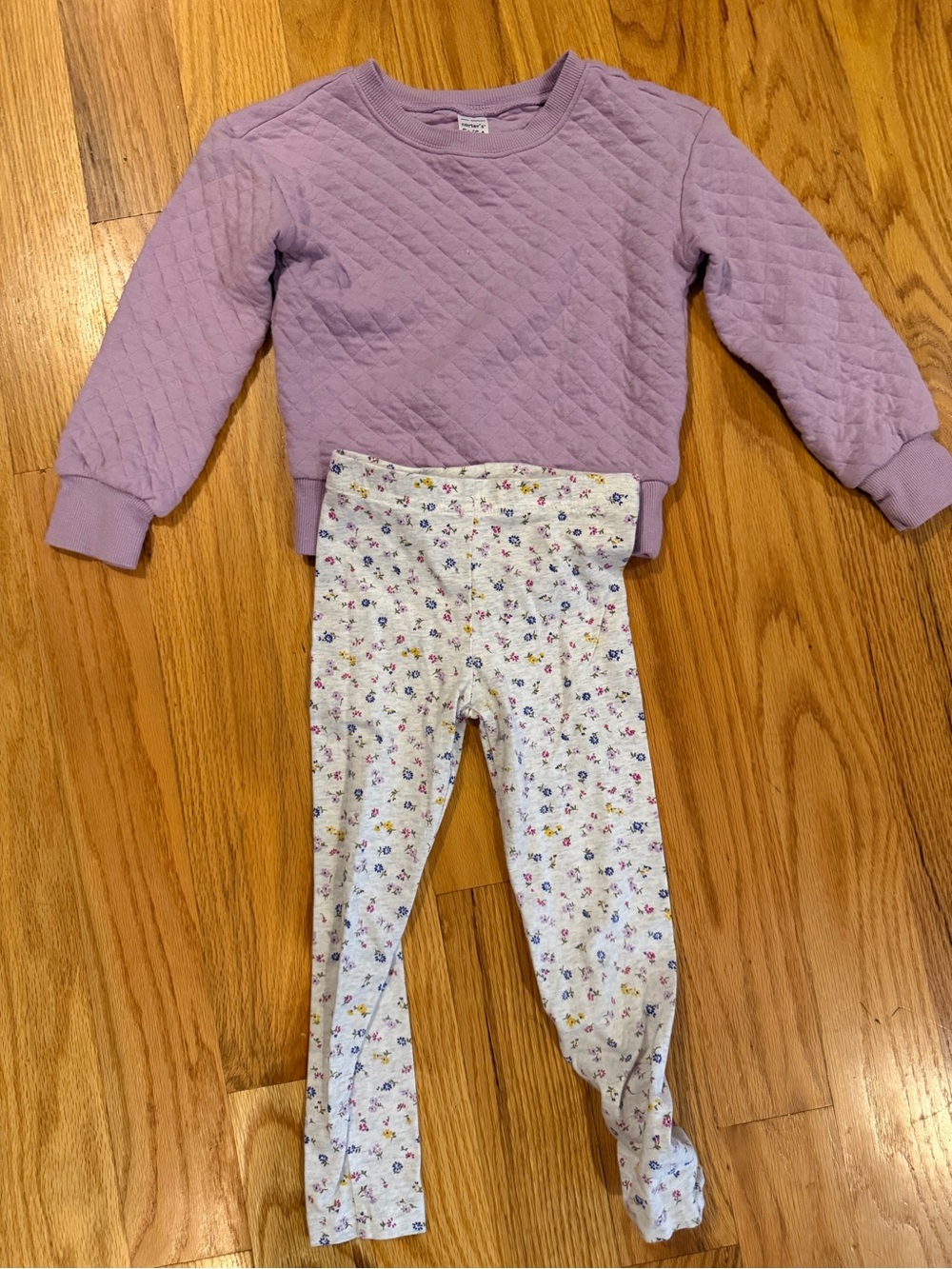 Children's Quilted Lavender Pullover & Floral Leggings Set - Carters